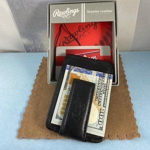 Baseball Stitch Front Pocket Wallet Black and Red